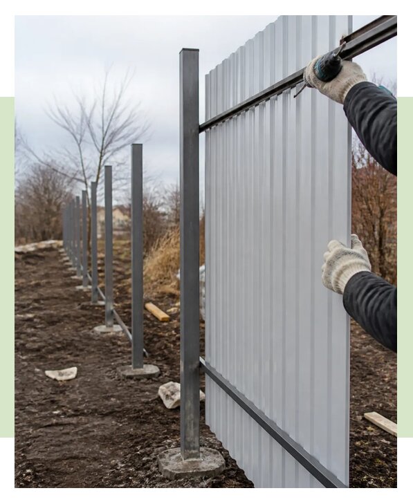 Монтаж одностороннего забора из профнастила в Спасске-Дальнем